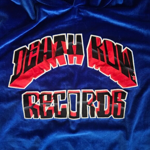 Death Row Records Blue Velour Logo Hoodie Pullover – Unisex Large - Picture 2 of 10